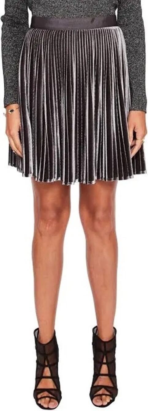 Ted Baker London Tinnka Velvet Pleated Mini Skirt Gunmetal Grey Size 1 / US 4